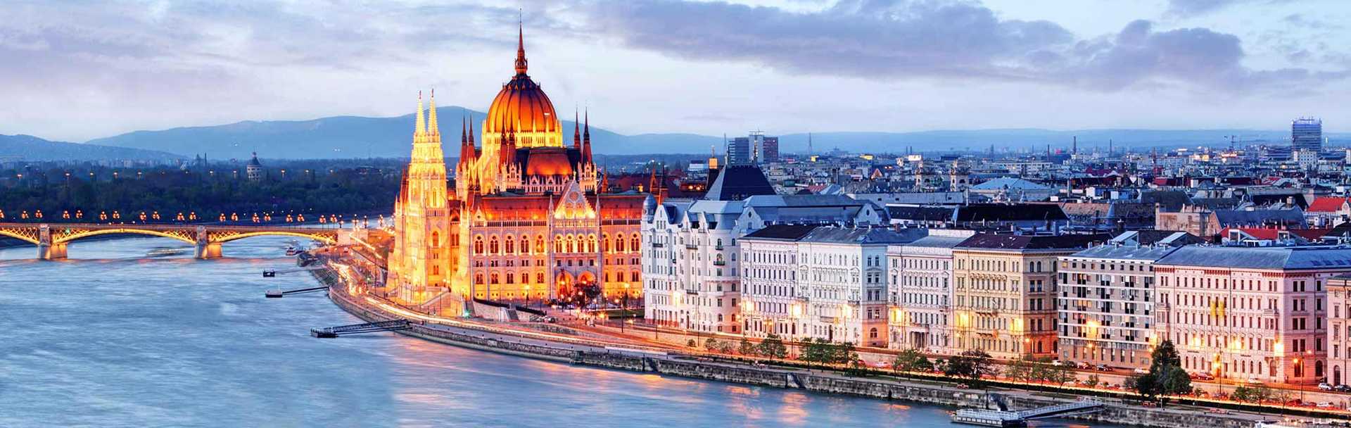 Hungary Tour - Sunset view on the river in Budapest