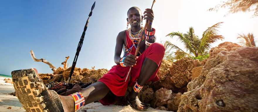 Portrait of a Maasai warrior at Diani beach in Kenya Portrait of a Maasai warrior at Diani beach in Kenya