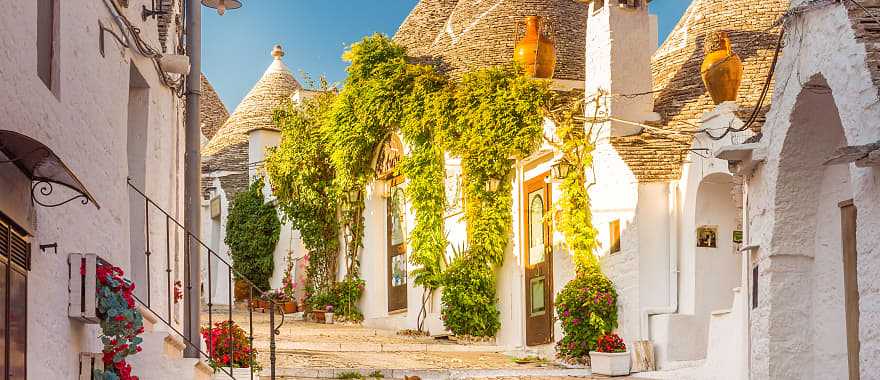 Traditional houses (trulli) in a quiet village in Puglia, Italy