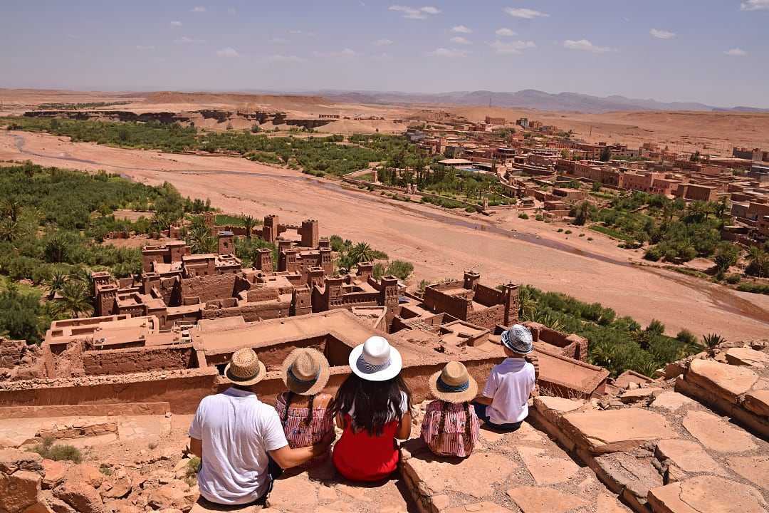 Family at Ait Ben Haddou in Ouarzazate province, Morroco