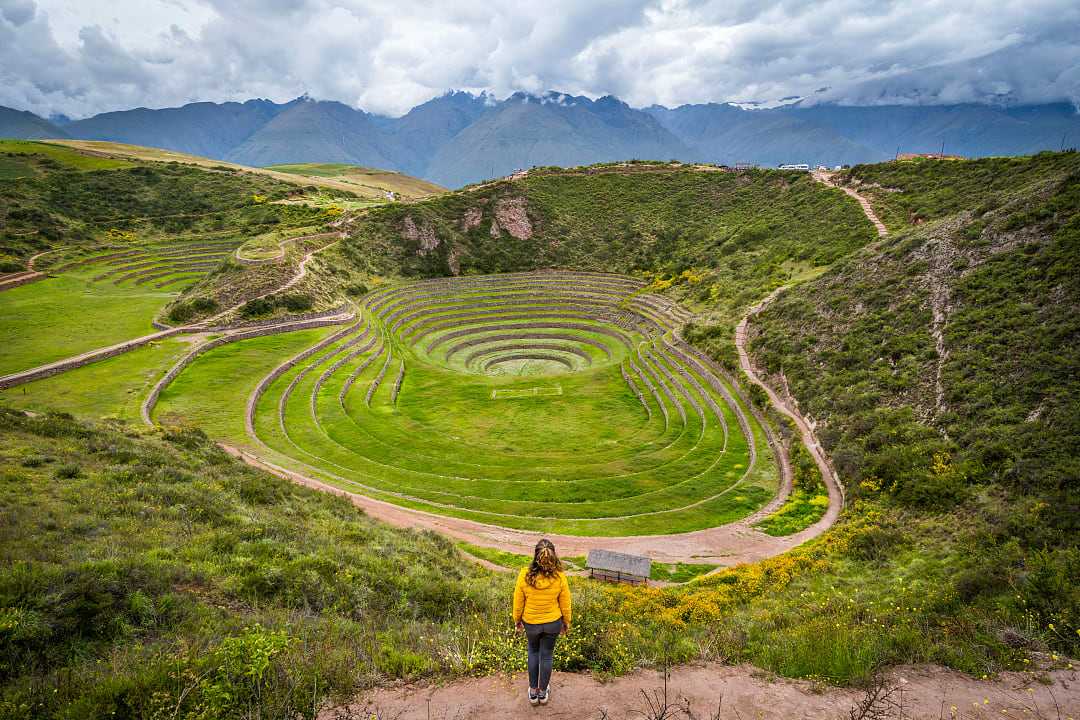 Ancient circular terraces at Moray, Sacred valley, Peru