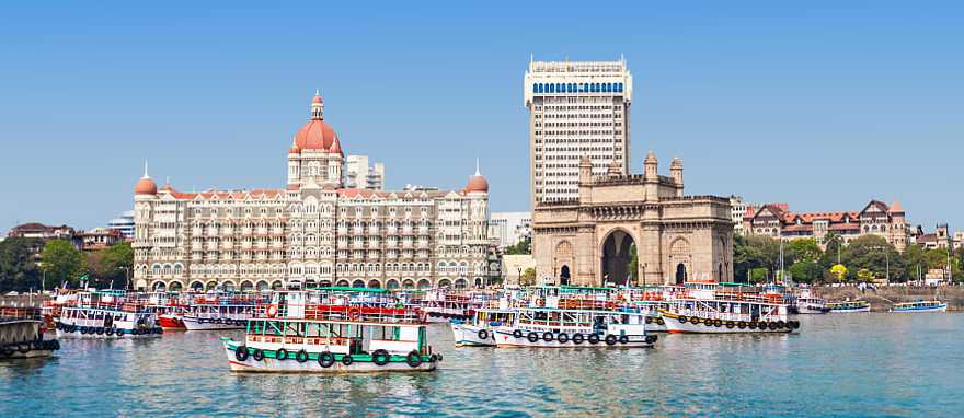 The Taj Mahal Palace Hotel view in Mumbai, India.