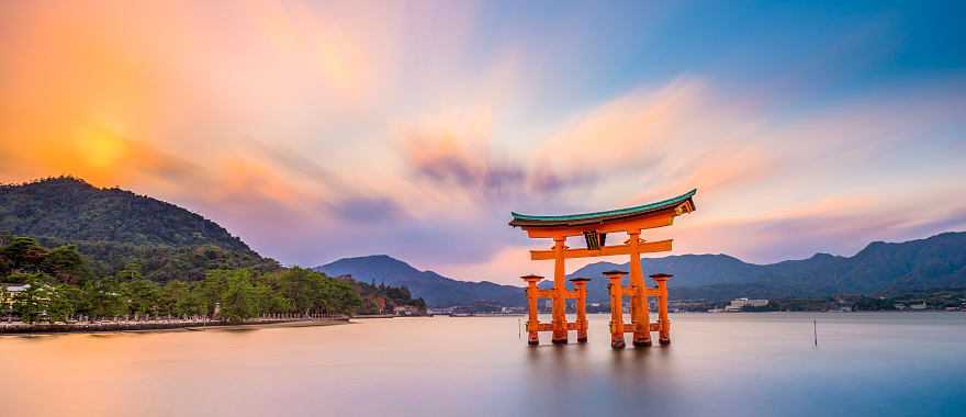 Itsukushima Shrine, the floating tori gate of Miyajima, Japan
