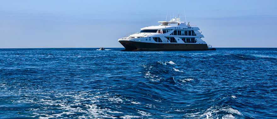 Luxury yacht off the shores of San Cristobol, Galapagos