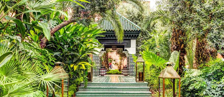 Luxury gardens at a moroccan resort in Marrakech