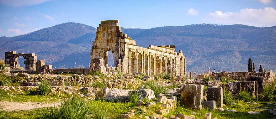 Ruins of the ancient Roman city of Volubilis in Morocco