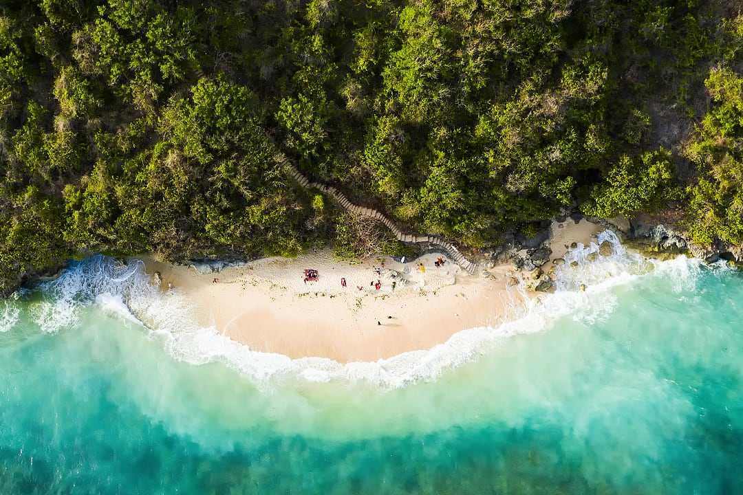 Aerial view of Topan Beach in Bali.