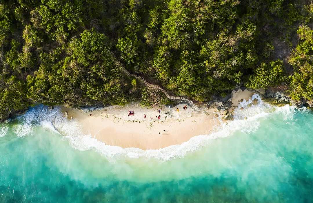 Bali, Indonesia.  Aerial view of Topan Beach in Bali.