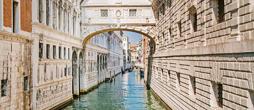 View of the famous Bridge of Sighs in Venice, Italy