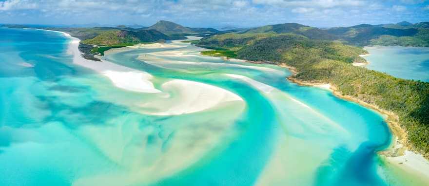 Aerial view of the Whitsunday Islands in Australia. Aerial view of the Whitsunday Islands in Australia.