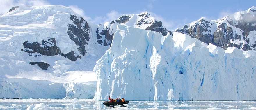 Exploring iceberg off the coast of Antarctica