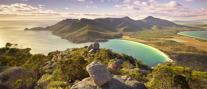 Wine glass bay from Mt Amos in Freycinet National Park
