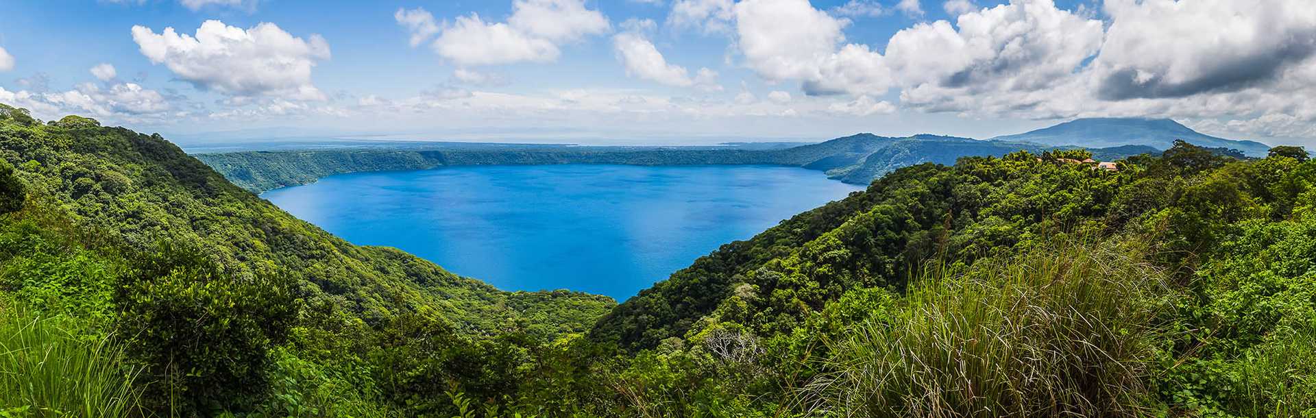 View of Apoyo Lagoon from Mirador de Catarina in Nicaragua 