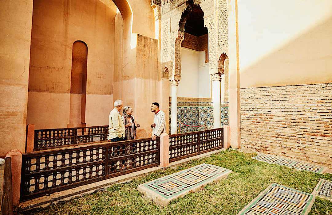 A couple and their guide in Marrakech, Morocco