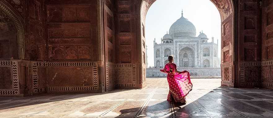 The famous Taj Mahal, located in Agra, India.