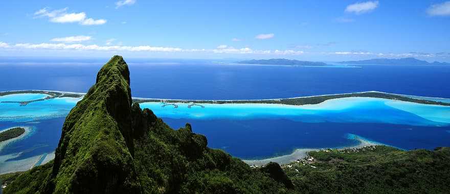 Aerial view of Otemanu mountain in Tahiti