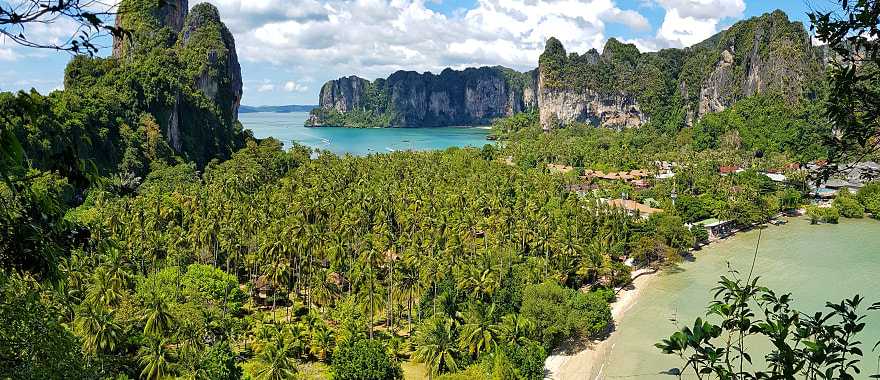 Tropical jungle, beaches and karst rock formations in Krabi, Thailand