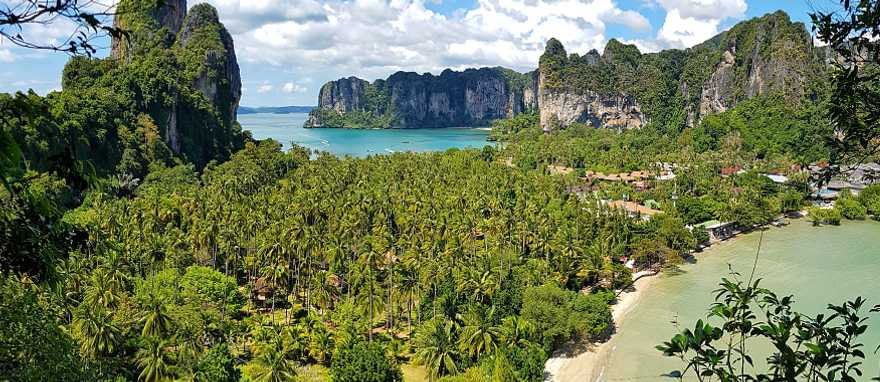 Tropical jungle, beaches and karst rock formations in Krabi, Thailand
