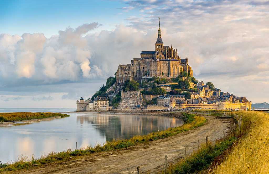 Mont Saint-Michel in Normandy, France Morning View at the Mont Saint-Michel monastery in Normandy, France