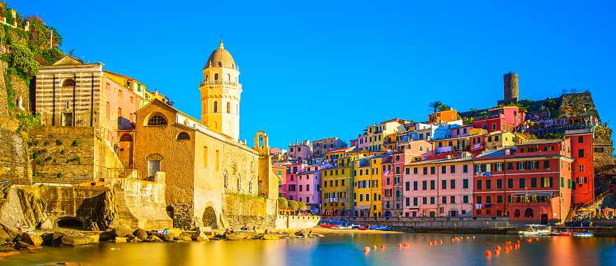 Colorful Vernazza on the Mediterranean in the Cinque Terre, Italy