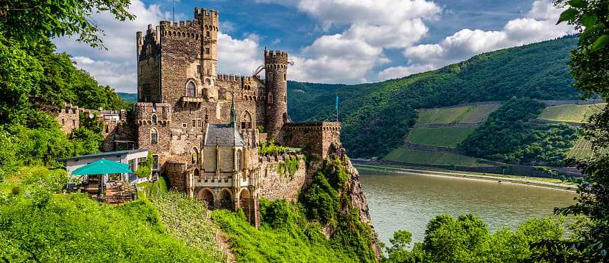 Rheinstein castle in the Rhine Valley in Germany.
