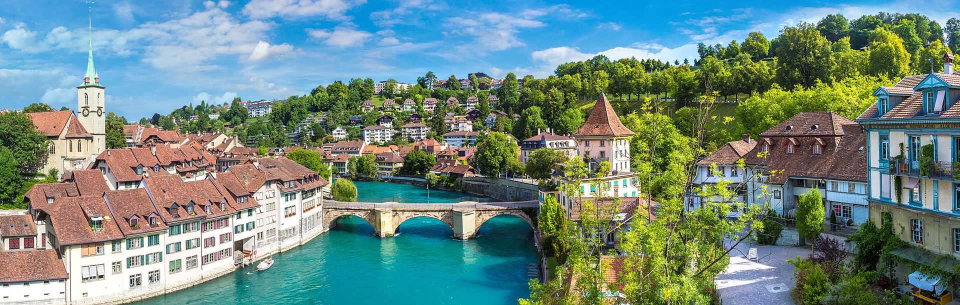 Panoramic view of Bern in a beautiful summer day in Switzerland.