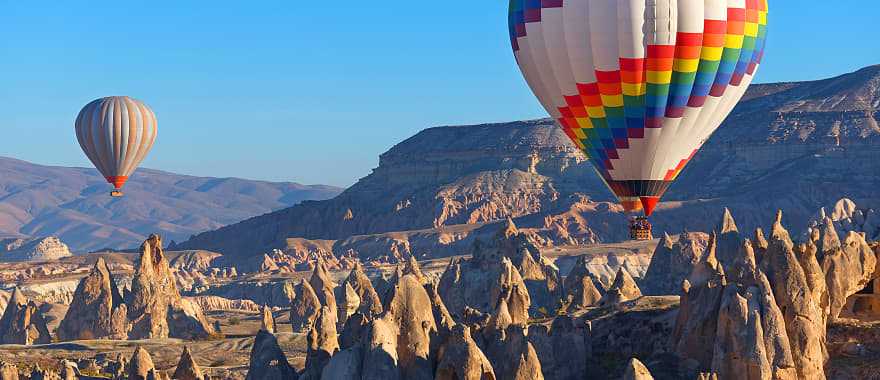 Hot air balloons over Cappadocia in Turkey