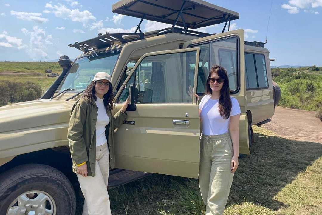 Camila and Maria on safari in Tanzania