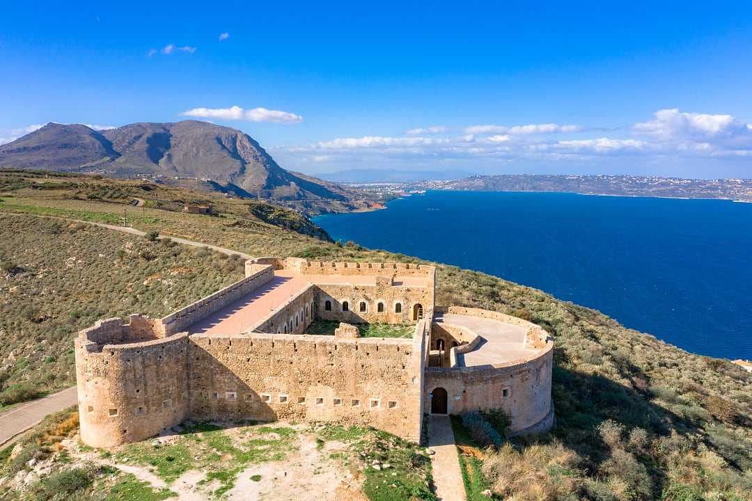 Turkish medieval fortress at ancient aptera in Chania, Crete, Greece