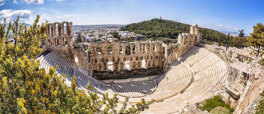 Admire the Theater of Dionysus, the first theater in the world, on your Acropolis tour in Athens.