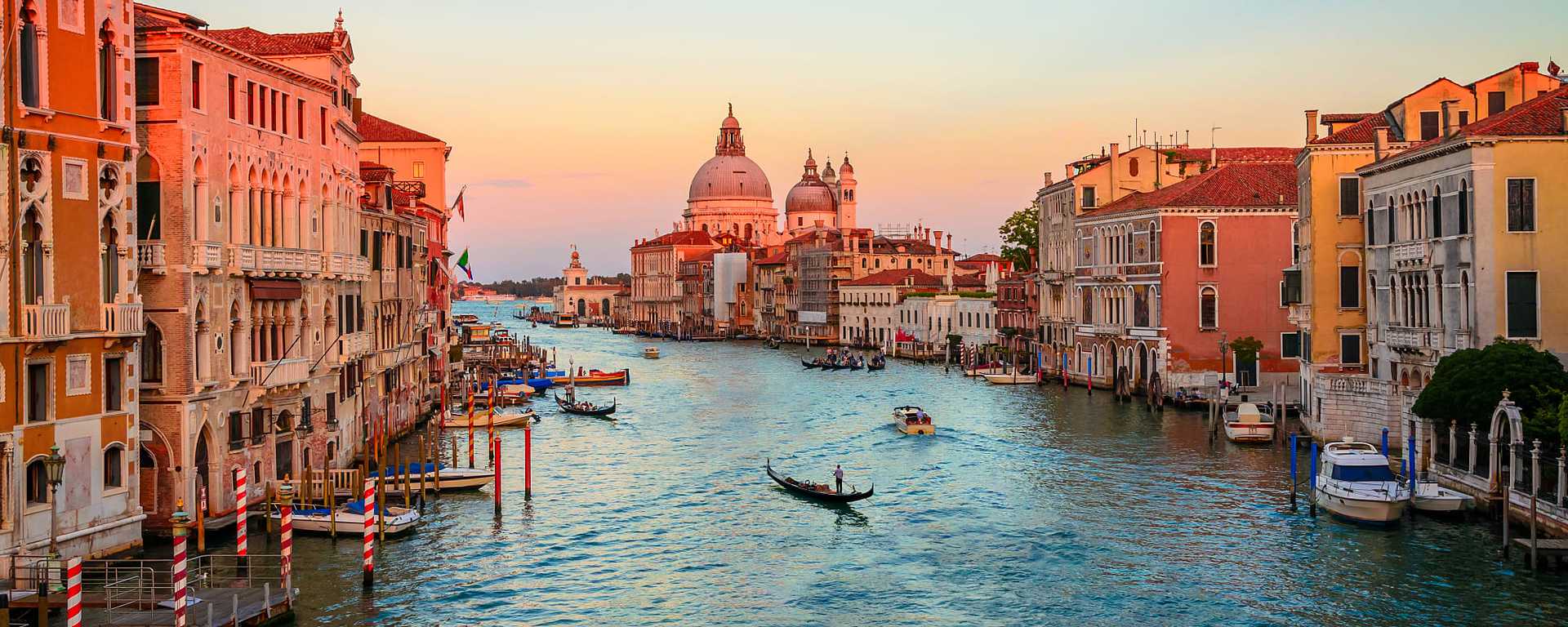 Sunset over the Grand Canal in Venice, Italy