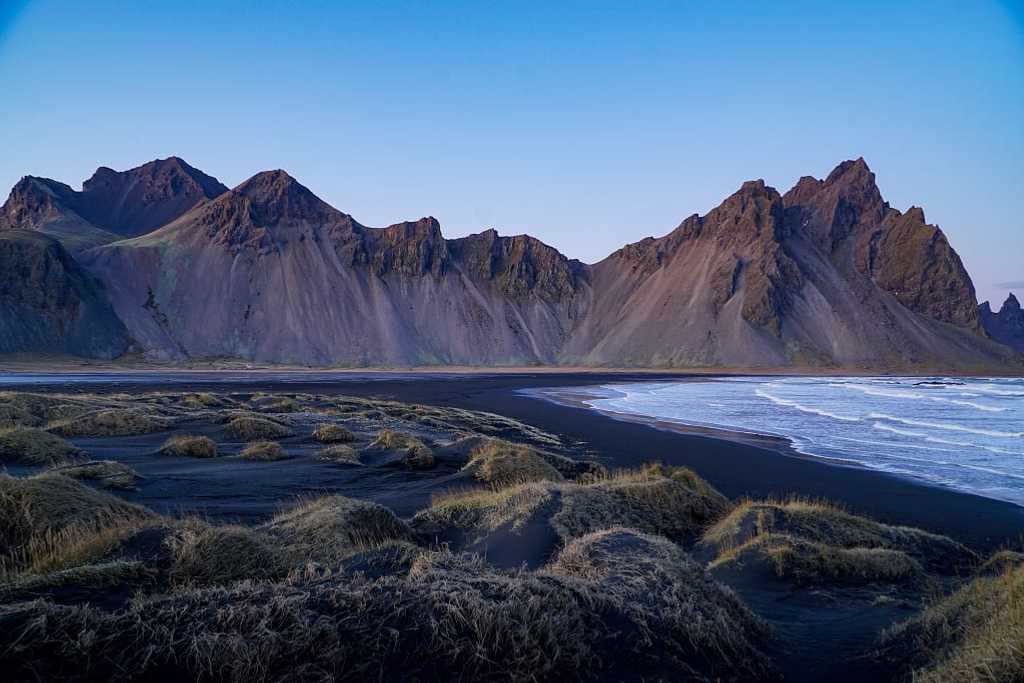Vestrahorn mountain range and Stokksnes beach in Iceland