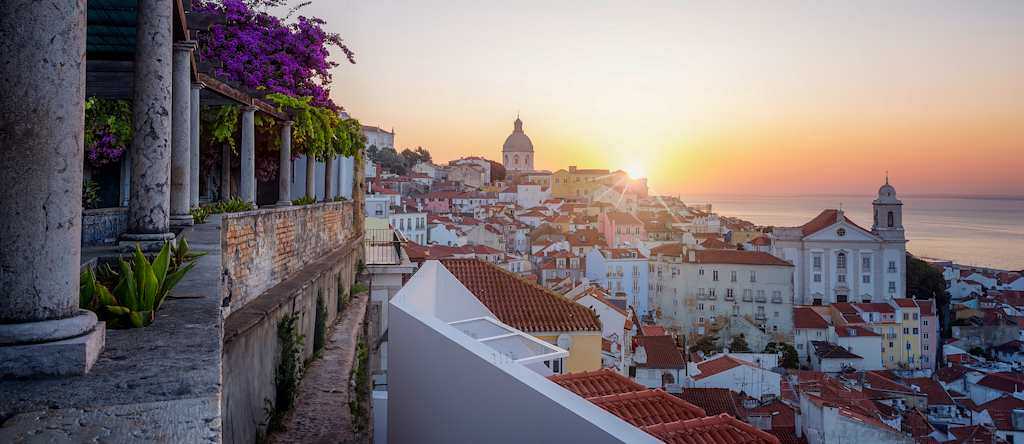 View of Lisbon at sunset, Portugal. View of Lisbon at sunset, Portugal.