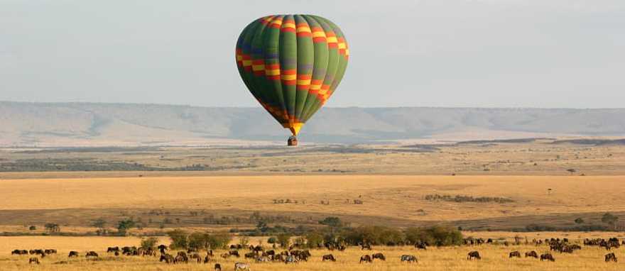 Hot air balloon over Masai Mara, Kenya Hot air balloon over Masai Mara, Kenya