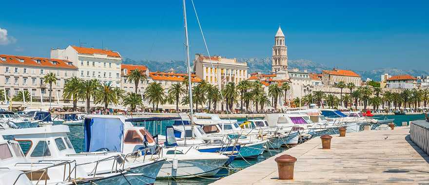 View of the harbor and promenade of Riva, Split, Croatia