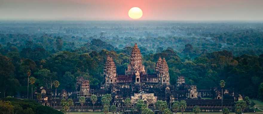 Stunning view of ancient Buddhist temple Angkor Wat at sunset, Cambodia Stunning view of ancient Buddhist temple Angkor Wat at sunset, Cambodia