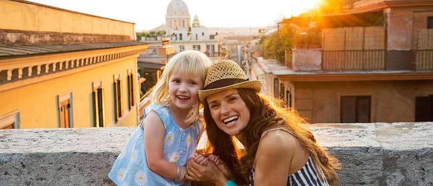 Mother and daughter in Rome, Italy