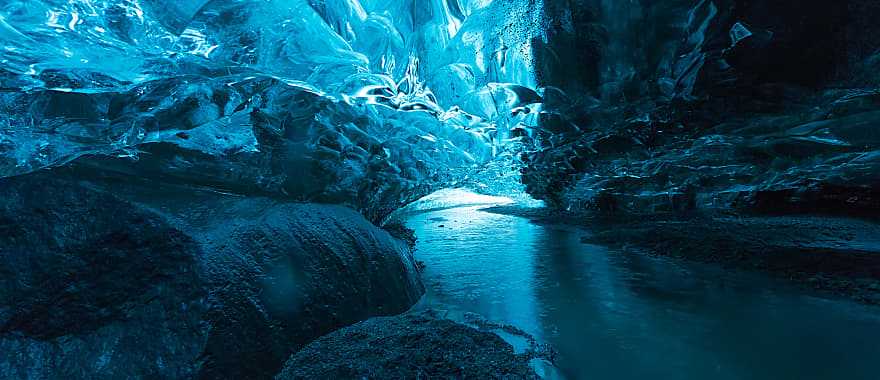 Big ice cave at Vatnajokull glacier Iceland