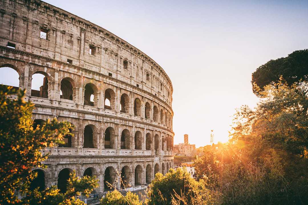 Autumn colors at the Colosseum in Rome, Italy