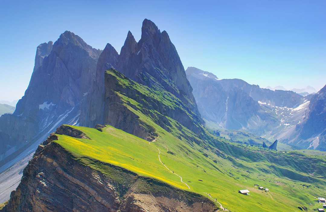 Hiking trail in the Dolomites, Italy Hiking trail in the Dolomites, Italy