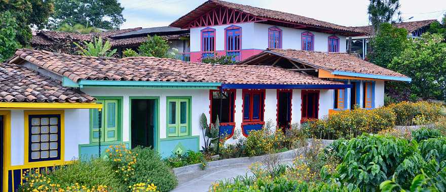 Colorful farmhouse in the Colombian Coffee Triangle