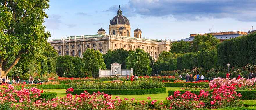 The Volksgarten of Hofburg Palace in Vienna, Austria