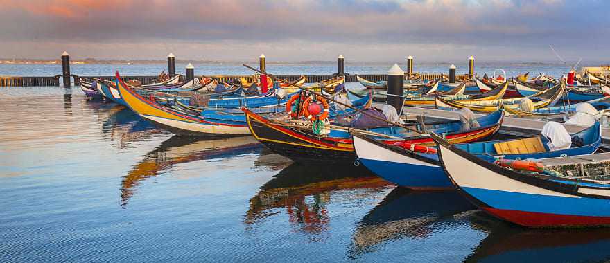 Colorful boats in Aveiro, Portugal