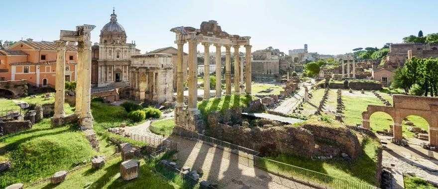 The Roman Forum in Italy at sunrise