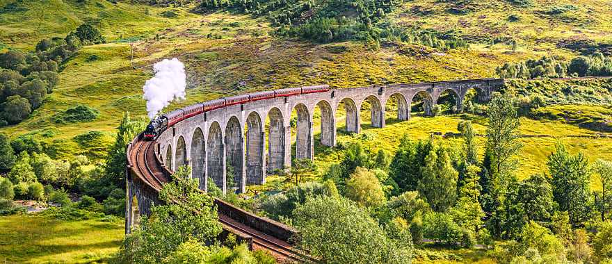 The Glenfinnan Viaduct railway in Scotland