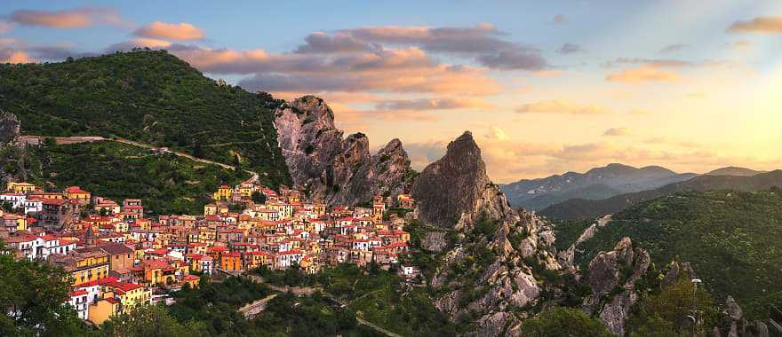 Mountain side village of Castelmezzano in the Potenza Province of Southern Italy