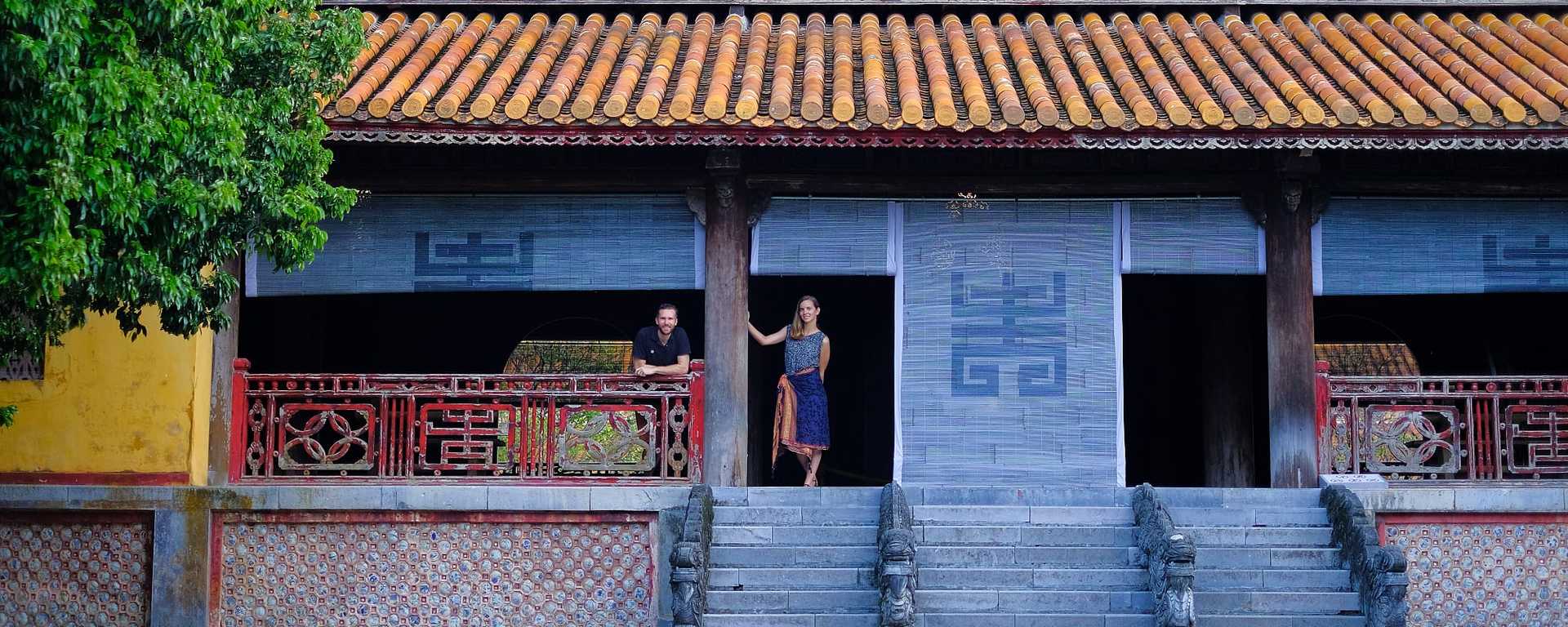 Couple at the Citadel of Hue in Vietnam