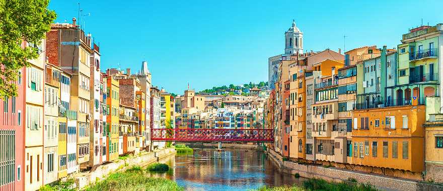 Building on Onyar river in Girona, Spain. 