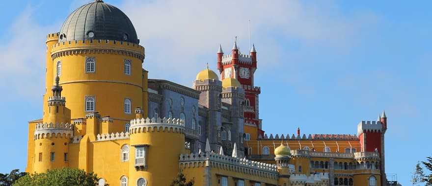 The fabulous Pena National Palace on one of the hills of Sintra, Portugal
