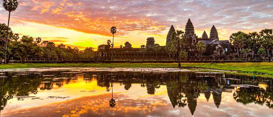 Angkor Thom Temple at sunset in Cambodia